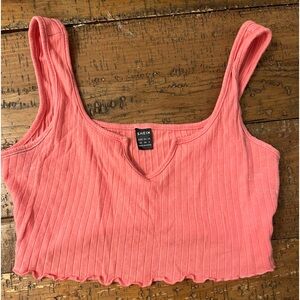 Ribbed V Neck Crop Top
